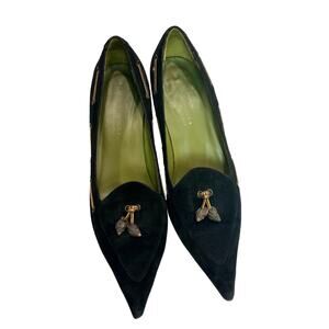 Donald J Pliner Couture Black Kid Suede Pointy Toe Pumps 7.5